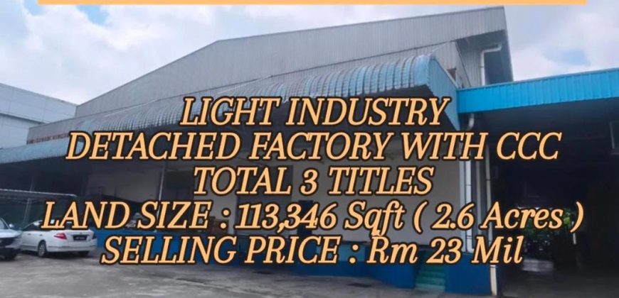 Kawasan Perindustrian Kempas – Detached Factory – FOR SALE