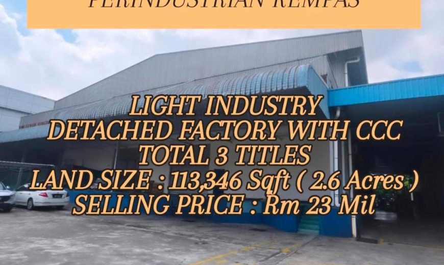 Kawasan Perindustrian Kempas – Detached Factory – FOR SALE